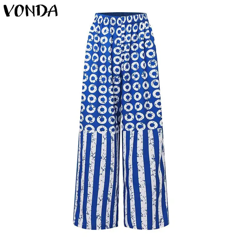 Chic long sleeve striped shirt from the VONDA plus size collection, paired with comfortable elastic pants – a perfect outfit for all occasions.