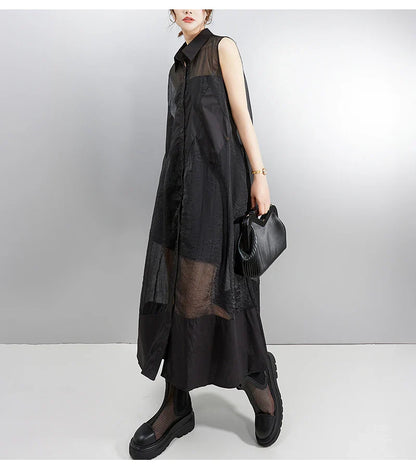 Chic detail of NYFS Casual Shirt Dress for women, featuring a sophisticated O-neck neckline and non-stretch fit, ideal for summer occasions.