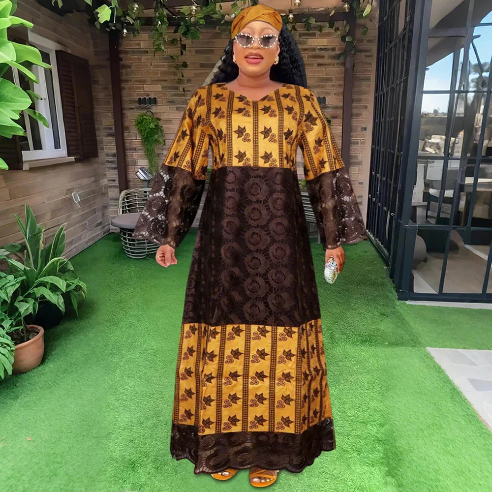 Stunning H&D women's party skirt made from rich Bazin Riche fabric, ideal for festive events and celebrations.