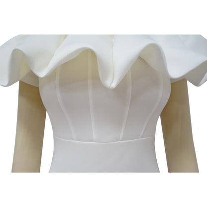 The elegant Off Shoulder Mermaid Evening Dress displayed on a model, accentuating the dress's charm and stylish silhouette perfect for evening events.