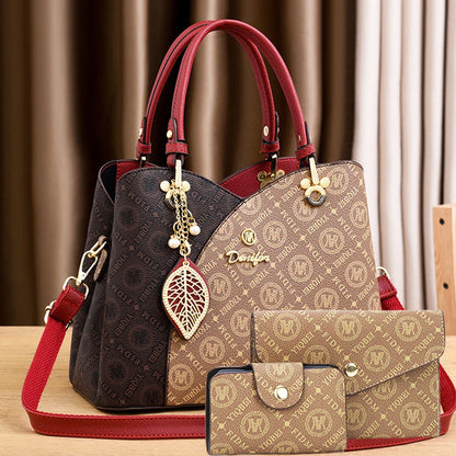 Stylish arrangement of three elegant tote bags in ivory white, highlighting the versatile storage pockets and magnetic closure details.