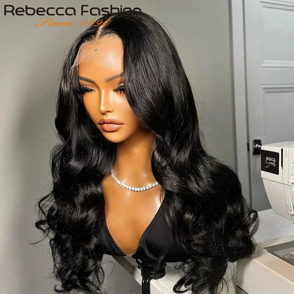 High-quality Brazilian human hair 180D Lace Front Wig with body wave curls, measuring 18-24 inches, ideal for sophisticated hairstyles.