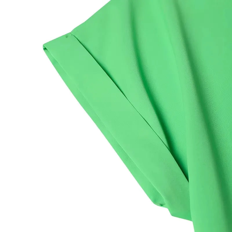 Full length image of a beautiful women's romper, showcasing a trendy mid-waisted style for casual elegance.