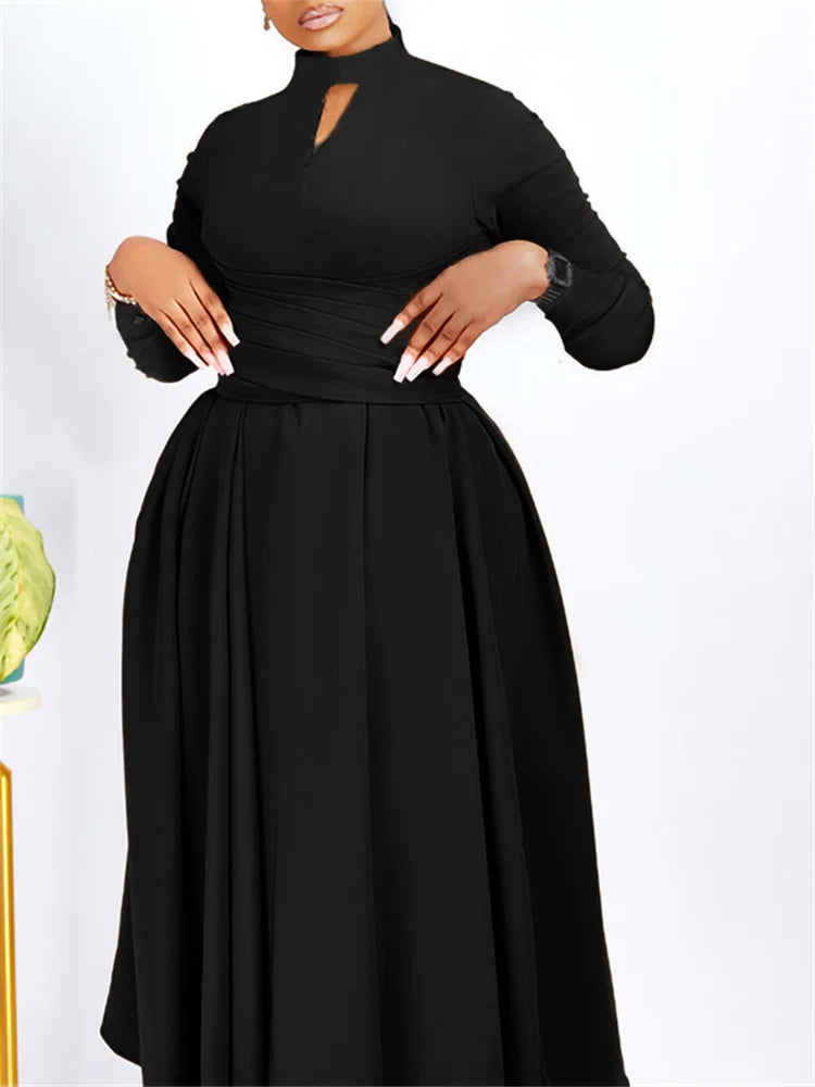 Gorgeous solid pattern of the Wmstar Plus Size long dress, ideal for women seeking elegance in their party attire.