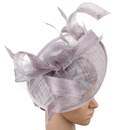 Stylish bride derby fascinator with a chic headband, embodying sophistication for upscale parties.
