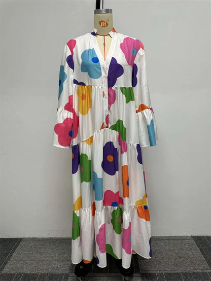 Sophisticated floral pattern shirt dress for women, ideal for daily, party, and club wear, embodying vintage and modern style.