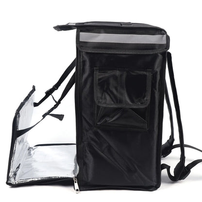 Exquisite image of the foldable 42L waterproof pizza delivery backpack highlighting its modern design, ideal for professional delivery services and in-home celebrations.