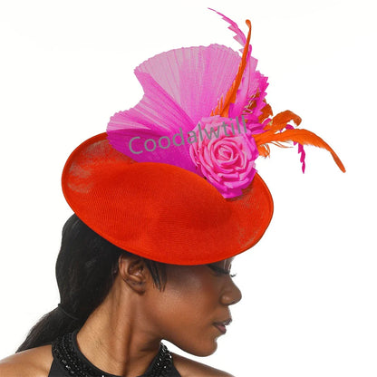 Elegant flower fascinator headpiece featuring delicate feathers, perfect for women attending weddings, parties or formal dinners.