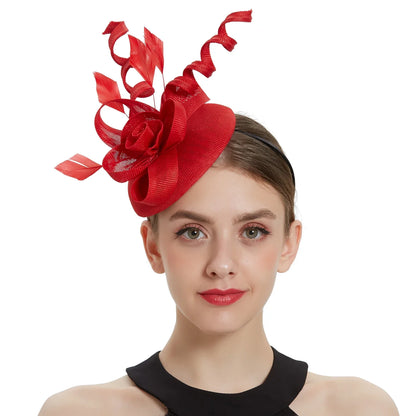 Luxurious solid linen fascinator headband for women, ideal for parties and special occasions, showcasing exquisite craftsmanship.