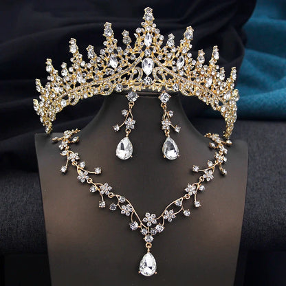 Complete opal green bridal set with tiara, earrings, and necklace, perfect accessory choice for brides and gala events.