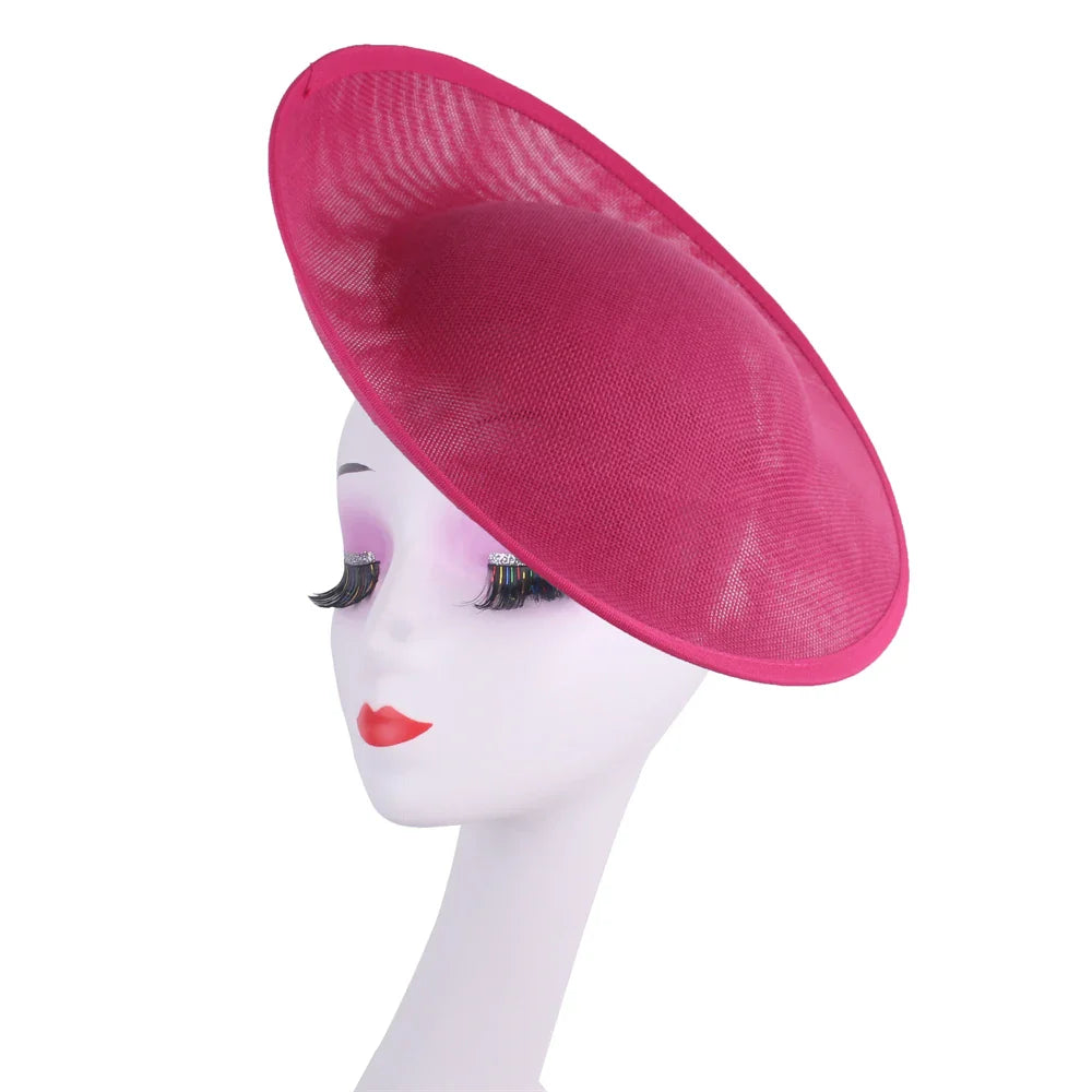 Sophisticated close-up of a 30CM round fascinator base in high-quality polyester, ideal for creating beautiful bridal hats for special occasions.
