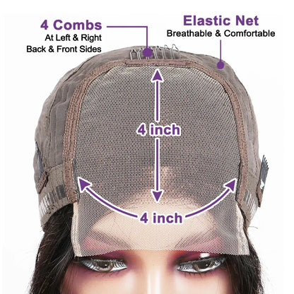 Image depicting the Rich Natural Black colour and short length (4-16 inch) of the Luxurious 13x4 Straight Short Bob Wig, exemplifying modern elegance and style.