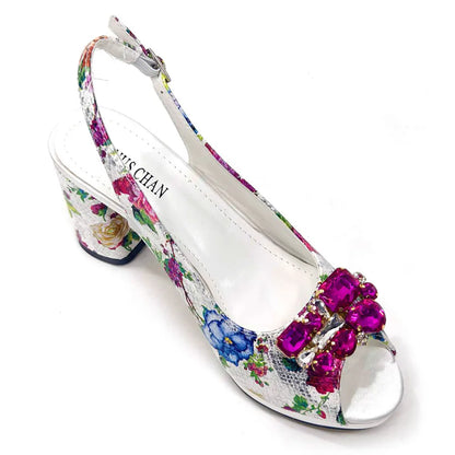 Elegant Venus Chan gold colour women's matching sandals with thick spike heels, showcasing a luxurious design, perfect for parties and special occasions.