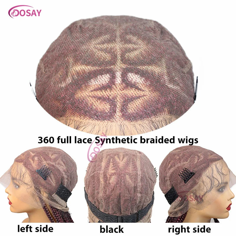 Detailed top view of the luxurious full lace wig, emphasising the high-quality synthetic hair texture and the transparent lace fit for a natural look.