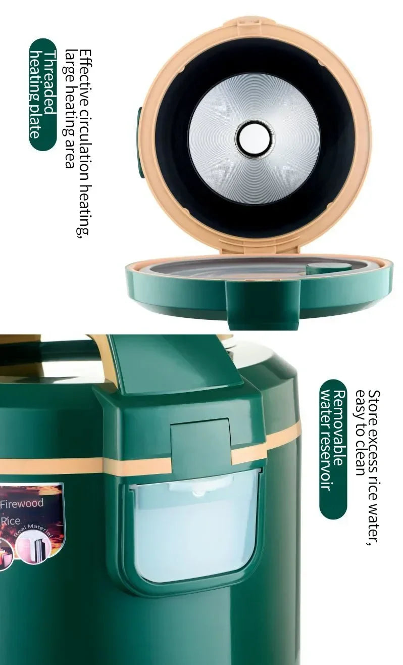 Luxury car rice cooker displayed in a modern kitchen setting, emphasizing its large capacity and ease of use for travelers.