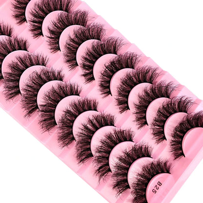 Luxurious 3D faux mink lashes set featuring 10 pairs of fluffy, dramatic, and wispy false eyelashes, perfect for enhancing your makeup look.