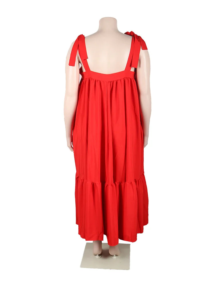 Stunning Wmstar Plus Size Maxi Dress in rich red, offering timeless elegance and comfort for every occasion.