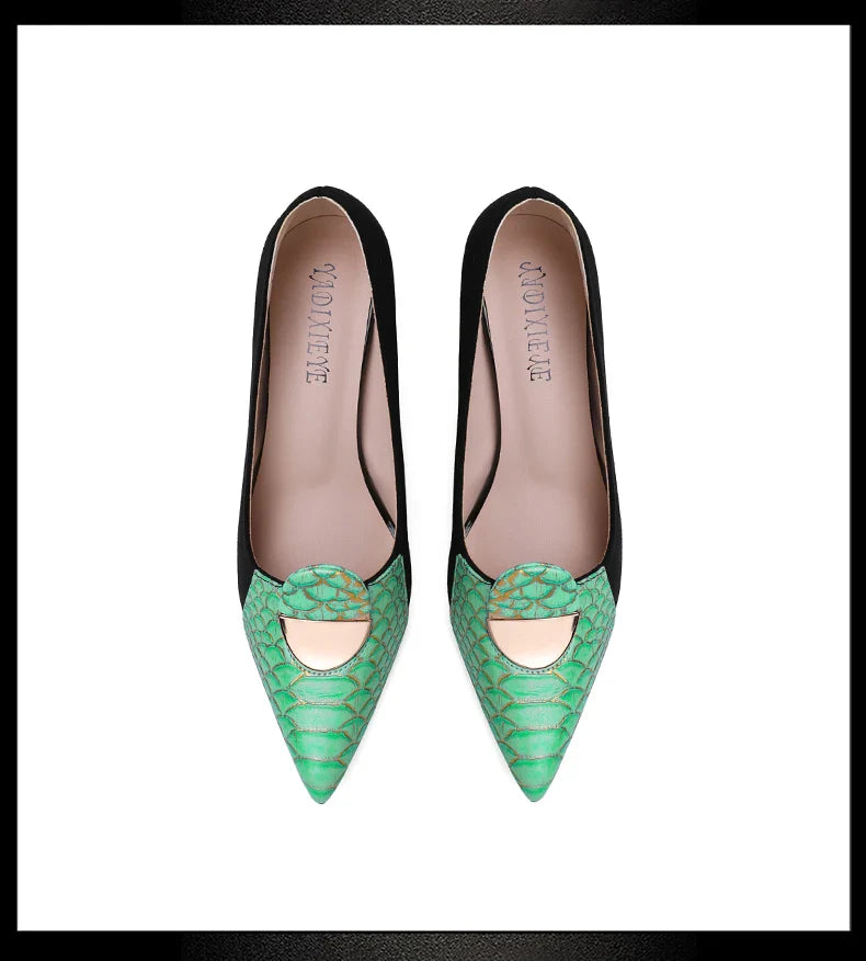 Glamorous display of luxury women's suede slip-on shoes with thin high heels, combining fashion and sophistication for every special occasion.