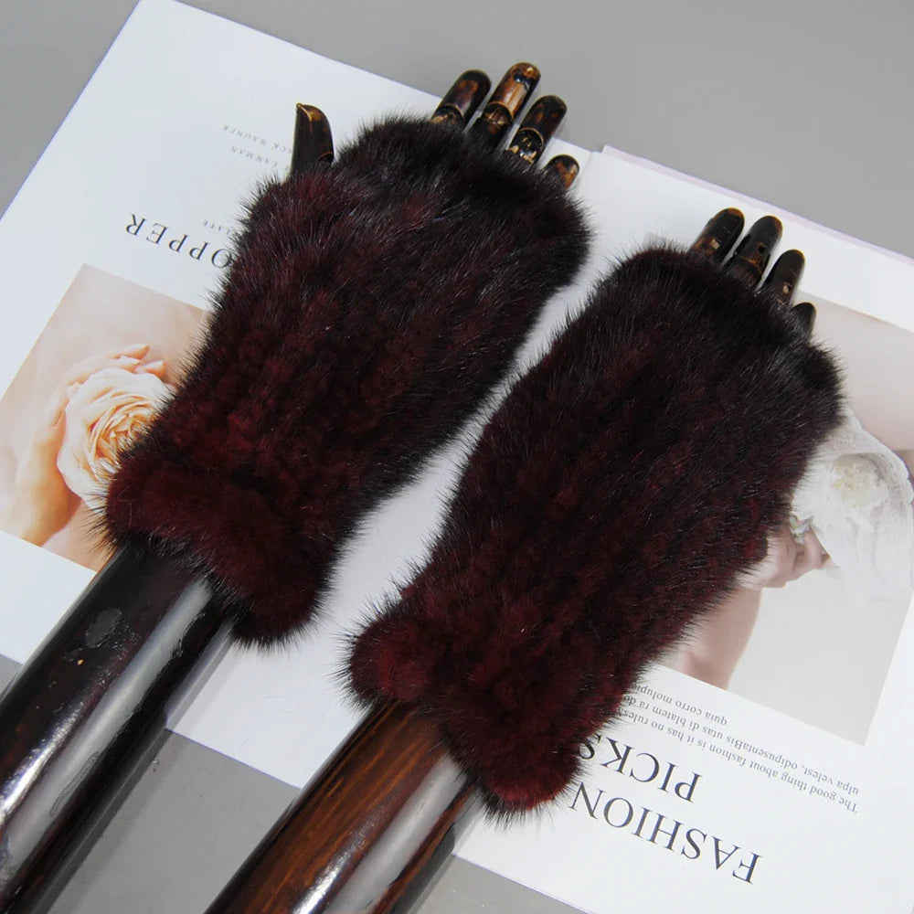 Sophisticated and soft genuine mink fur gloves, ideal for enhancing your typing experience.