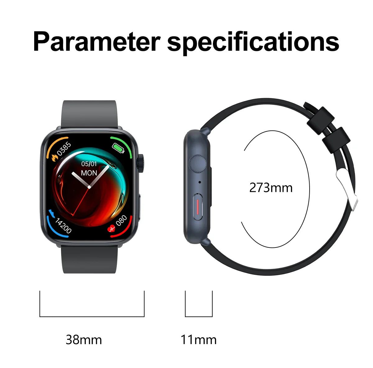 Elegant Women's Smart Watch with AMOLED screen and Health Tracking functionalities including Blood Pressure and Temperature monitoring.