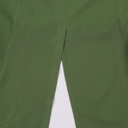 Sophisticated office lady outfit featuring a luxurious x-long blazer coat and delicately tailored wide leg pants suitable for autumn and winter seasons.