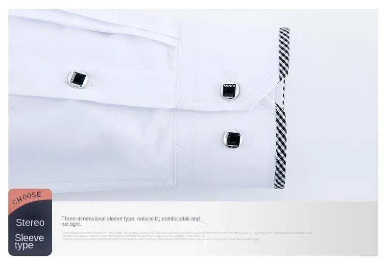 Stylish full sleeve white dress shirt for men, embodying sophistication and comfort in a slim fit, available in larger sizes 5XL to 8XL.