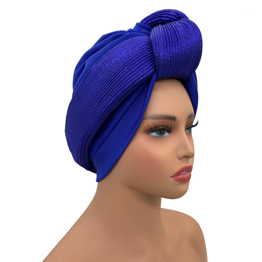 Fashion-forward luxury turban cap for women, exceptional African inspired headwrap, suitable for various seasons and versatile styling.