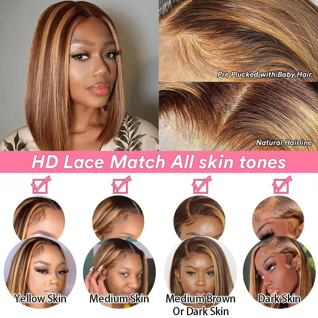 Elegant Swiss lace frontal wig in a chic bob style, featuring average cap size, designed with high-quality Brazilian Remy hair.