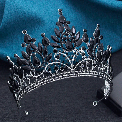 Exquisite lime green crystal crown tiara with a water drop pattern, an essential accessory for elegant brides and prom queens.