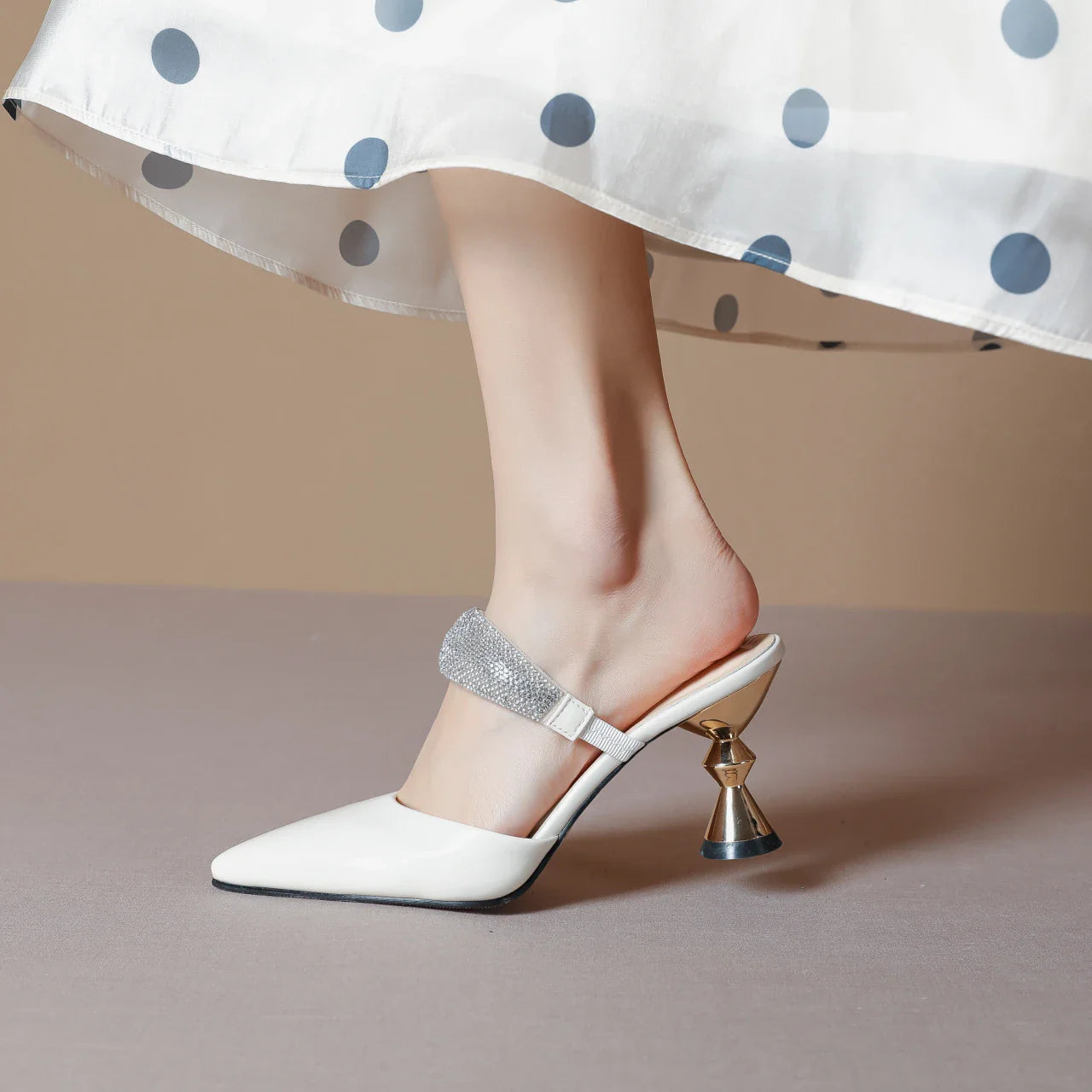 Stylish women's high heel sandals with a unique pointed toe design and premium PU upper, ideal for chic summer outings.