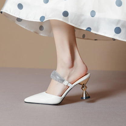 Stylish women's high heel sandals with a unique pointed toe design and premium PU upper, ideal for chic summer outings.