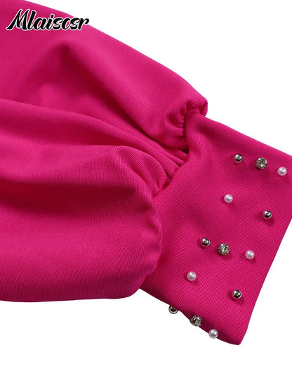 Stylish Mlaiscsr jumpsuit with brocade fabric, ideal for autumn/winter occasions, highlighting its comfortable wide-leg design and luxurious feel.