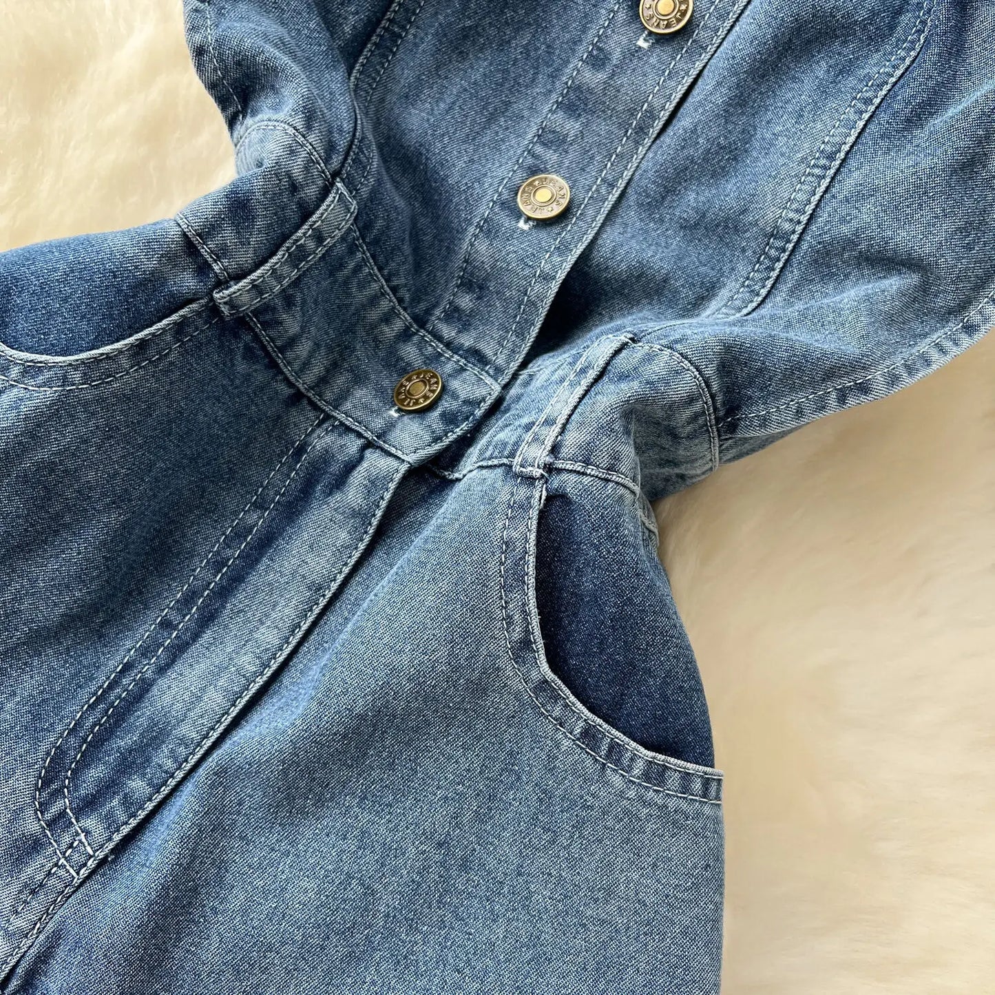 Luxurious full-view display of the WTHT Women's Sleeveless Denim Long Dress in a flattering slim fit, designed for mid-calf elegance.