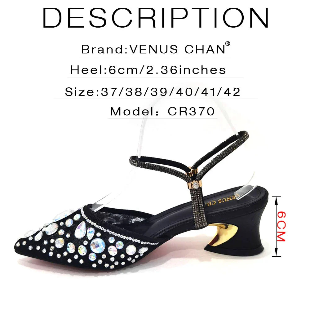 Complete Venus Chan shoe and bag set for women, showcasing high heels and a matching bag, designed for elegance and style for any formal event.