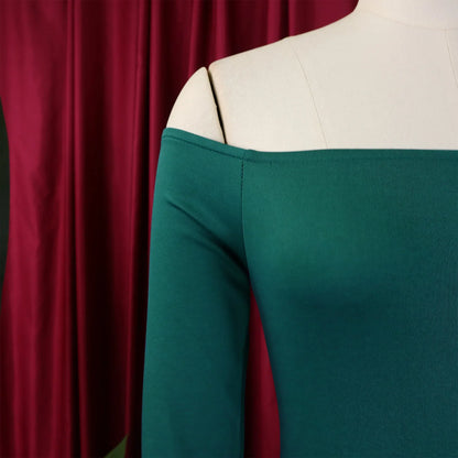 Elegant FairyShely Plus Size Off Shoulder Long Sleeve Bodycon Dress for Curvy Women, showcasing a luxurious floor-length silhouette, perfect for sophisticated occasions.