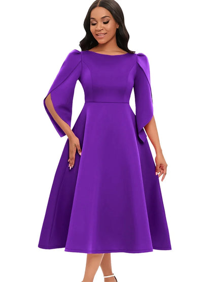 Wmstar Women's Elegant A-Line Banquet Dress showcasing a stunning large swing skirt, ideal for summer events, available in sizes S to XXXL.