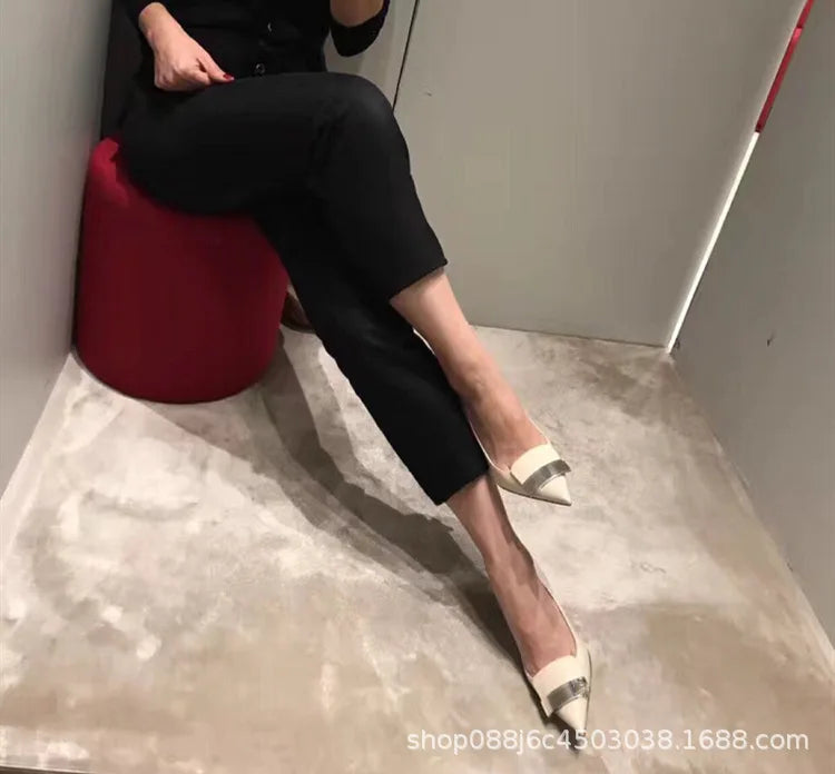 Luxury women's high heels pumps with glitter and metal plate, perfect for weddings and parties.