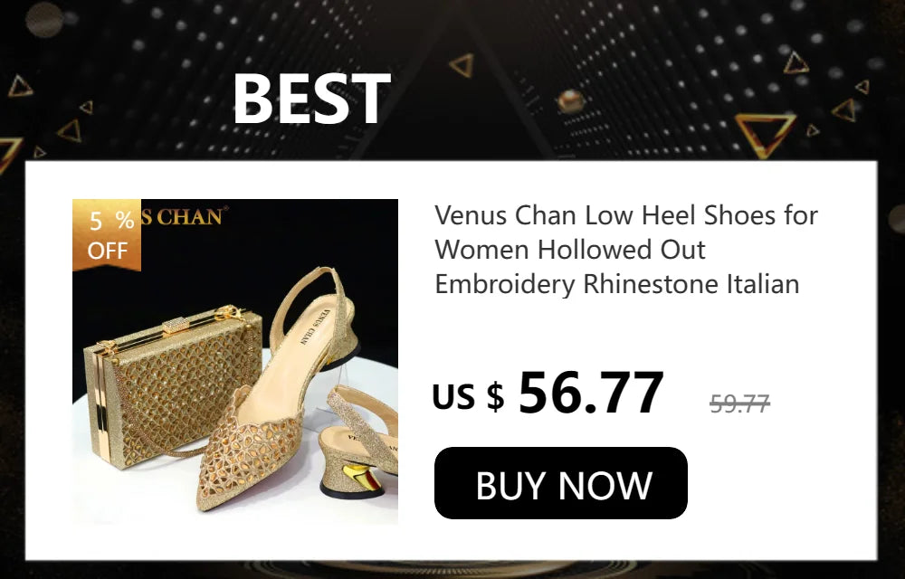 Close-up of Venus Chan rhinestone high heel shoes showcasing intricate embellishments and elegant pointed toe design.