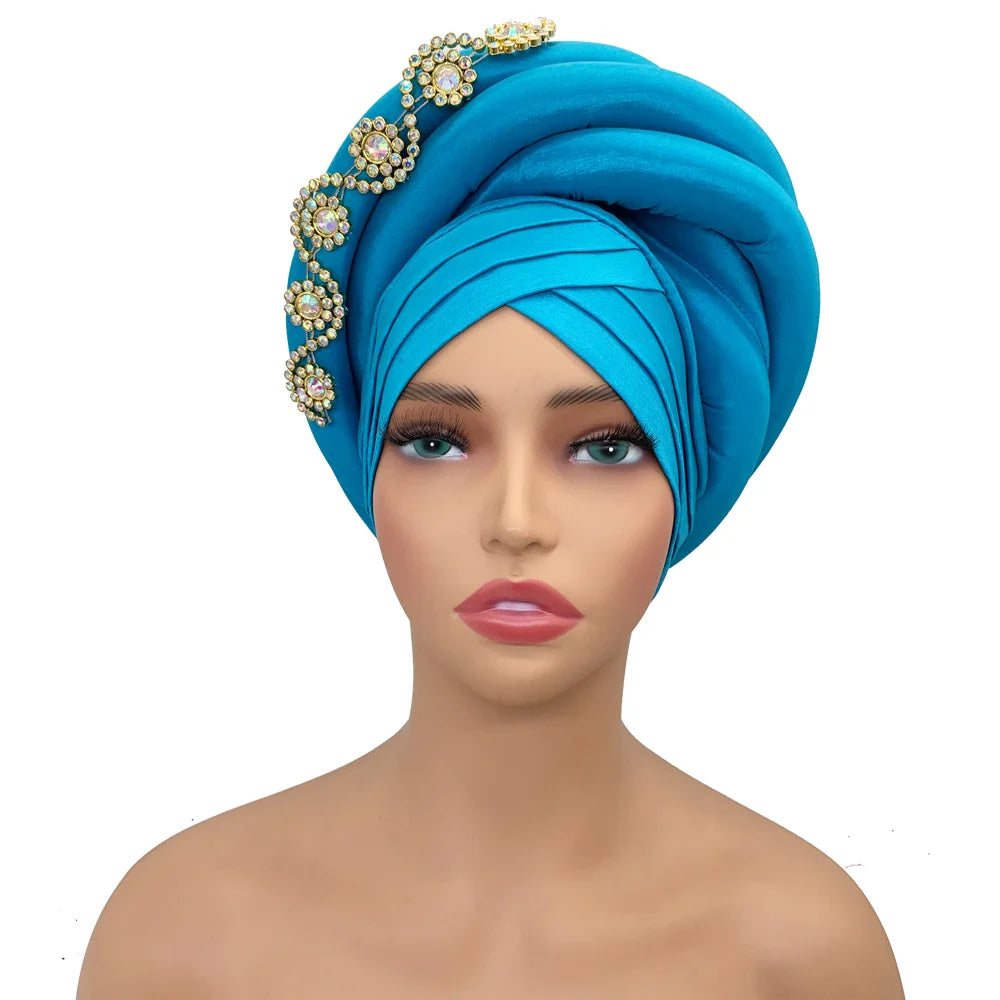 Luxurious Elegant Head Wrap for Women in a twisted braid style, crafted from superior broadcloth, showcasing its refined texture and quality.