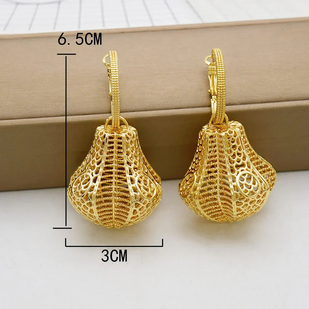 Stylish Trendy Bohemia Long Tassel Earrings displayed on a velvet surface, highlighting their luxurious geometric pattern and gold finish.