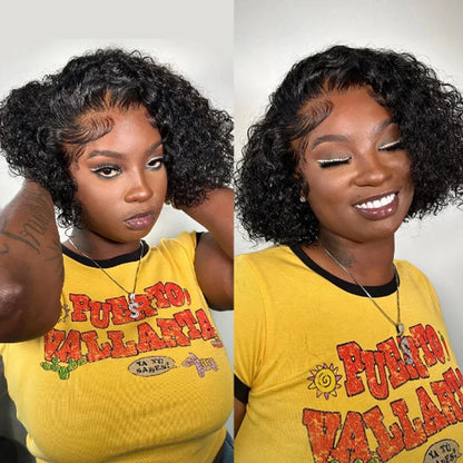 Close-up of the Swiss lace base of a Mongolian Kinky Curly Wig, highlighting its seamless blend and superior quality for a flawless appearance.