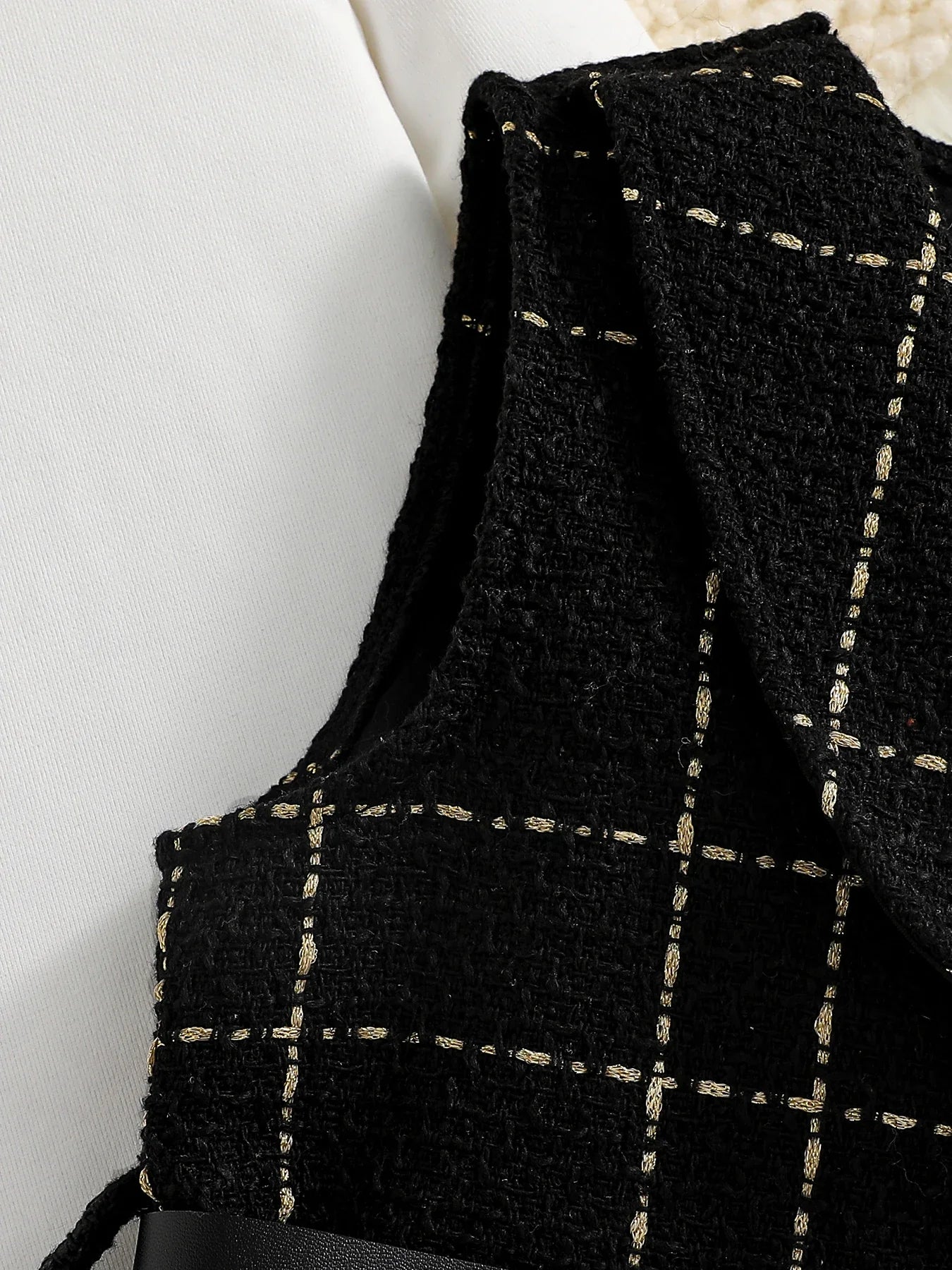 Sophisticated solid crew neck top from the 2-piece girls' dress set, ideal for special occasions and celebrations.