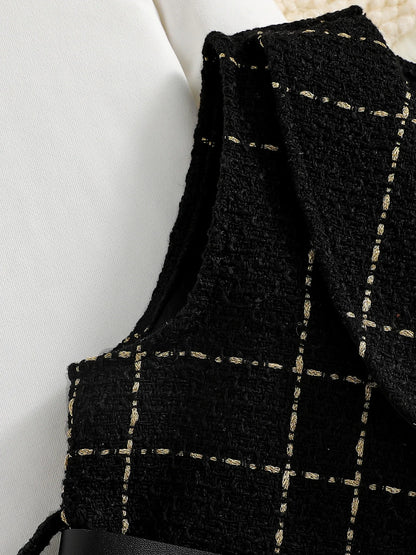 Sophisticated solid crew neck top from the 2-piece girls' dress set, ideal for special occasions and celebrations.