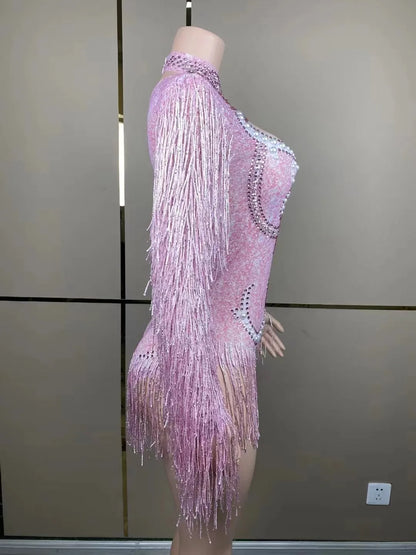 Full view of the stylish luxury cha-cha dance practice outfit, showcasing the flowy skirt and chic design, perfect for dance enthusiasts.