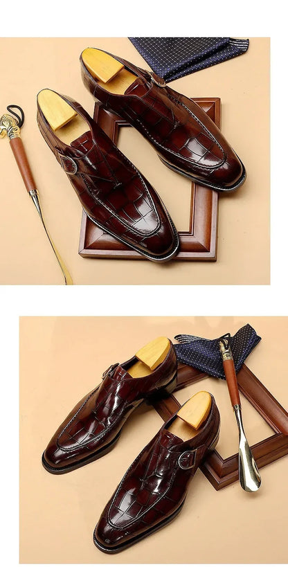 Brangdy Men's Luxury Formal Oxford Shoes with Slip-On Design and Elegant PU Material, Ideal for Office and Party Wear.