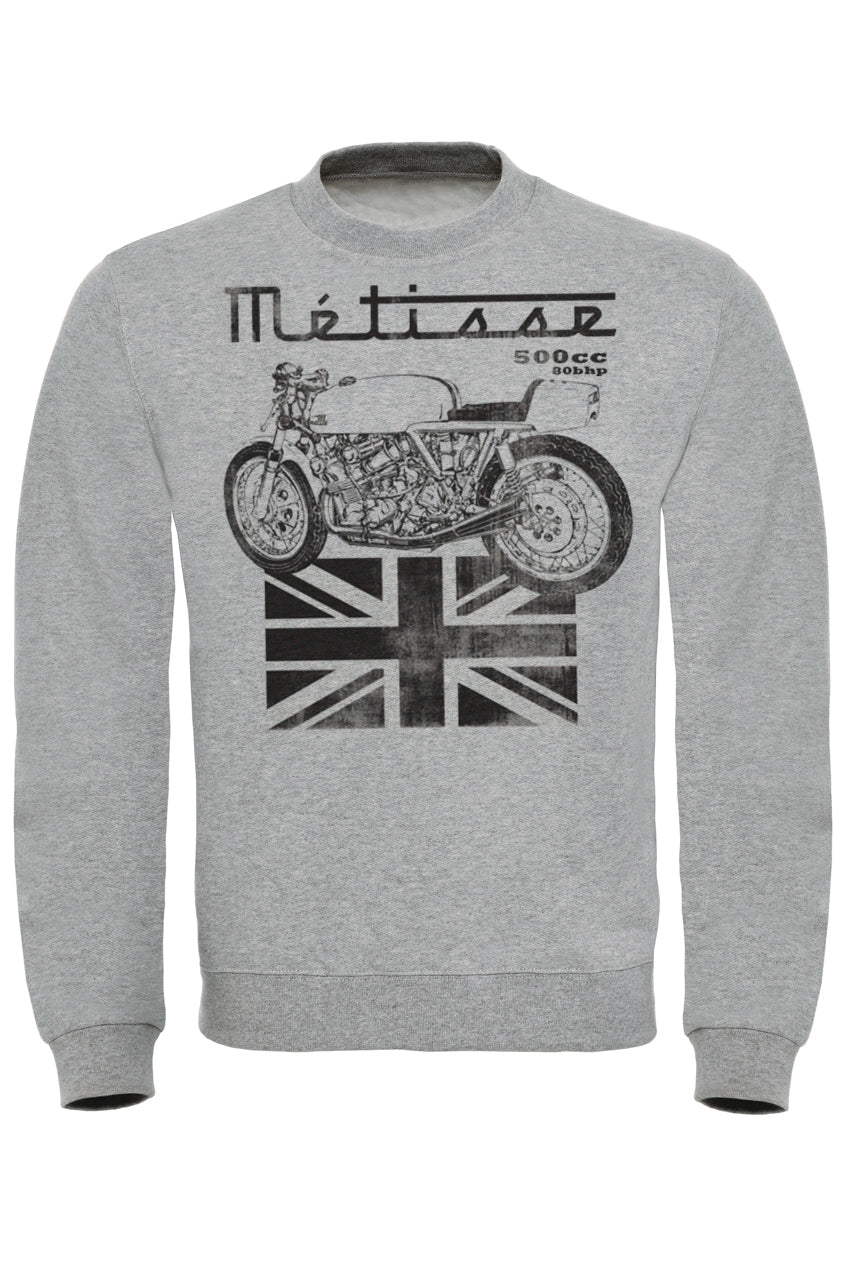 Luxury Metisse 500cc Premium Sweatshirt - 80% Cotton, Brushed Fleece, Ribbed Cuffs & Collar