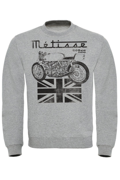 Luxury Metisse 500cc Premium Sweatshirt - 80% Cotton, Brushed Fleece, Ribbed Cuffs & Collar
