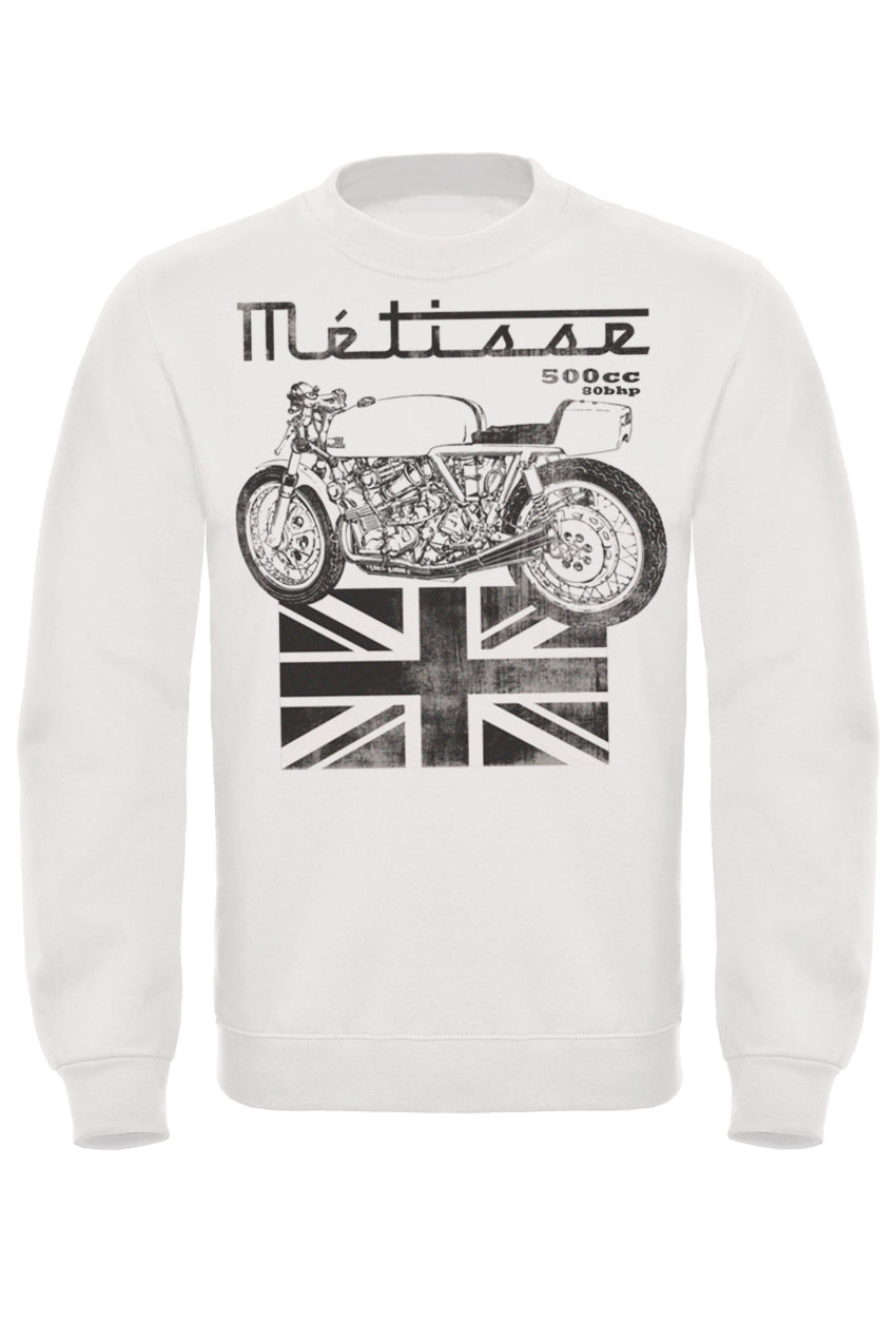 Luxury Metisse 500cc Premium Sweatshirt - 80% Cotton, Brushed Fleece, Ribbed Cuffs & Collar