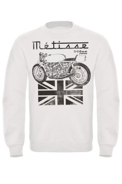 Luxury Metisse 500cc Premium Sweatshirt - 80% Cotton, Brushed Fleece, Ribbed Cuffs & Collar