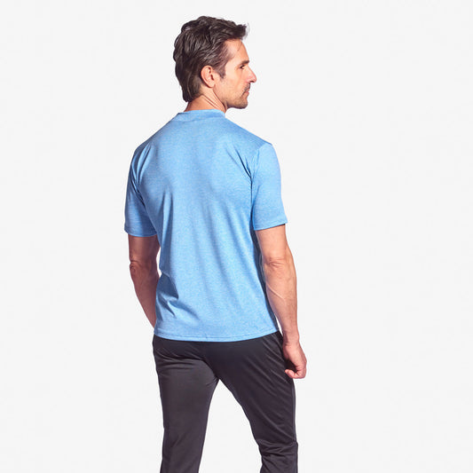 Elegant grey KYMIRA Men's Infrared Golf Mock Turtleneck showcasing advanced infrared technology for enhanced muscle oxygenation.